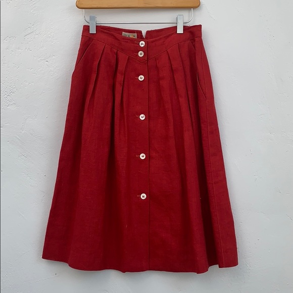 Liz Claiborne Dresses & Skirts - Liz Claiborne Bright Red Button-Front A-Line Skirt